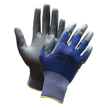 Honeywell Large WORKEASY 18 Gauge Ultra Light Weight Abrasion Resistant Gray Polyurethane Palm And Fingertip Coated Work Glove With Nylon Liner And Knit Wrist