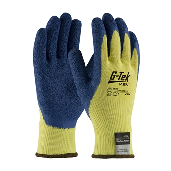 Protective Industrial Products Kut-Gard 10 Gauge Medium Weight Cut Resistant Blue Latex Palm And Fingertip Coated Work Gloves With Elastic Knit Cuff, Per Dz