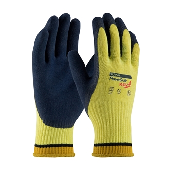 Protective Industrial Products Powergrab Kev 10 Gauge Medium Weight Cut Resistant Blue MicroFinish Latex Palm Coated Work Gloves With Elastic Knit Cuff And MicroFinish Grip, Per Dz