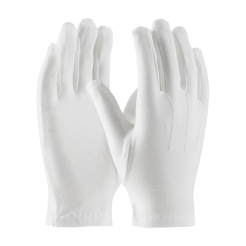 Protective Industrial Products White Mens Cabaret Stretch Nylon Dress Inspection Gloves With Open Cuff And Raised Stitching On Back