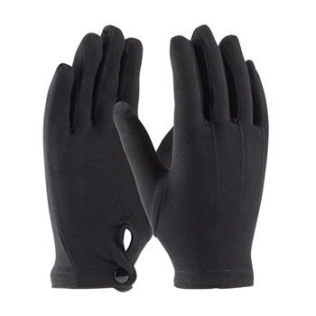 Protective Industrial Products Mens Black 24.7" Cabaret Stretch Nylon Dress Inspection Gloves With Open Cuff, Raised Stitching On Back And Snap Cuff Closure, Per Dz