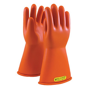 Protective Industrial Products Orange 14" NOVAX Smooth Finish Natural Rubber Class 2 Unlined Electrical Insulating Linesmen's Gloves With Rolled And Contour Cuff, Per Pair