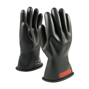 Protective Industrial Products Black 11" NOVAX Smooth Finish Natural Rubber Class 0 Unlined Electrical Insulating Linesmen's Gloves With Rolled And Contour Cuff, Per Pr