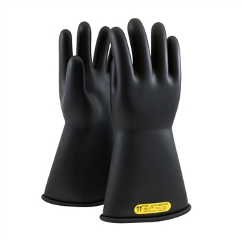 Protective Industrial Products Black 14" NOVAX Smooth Finish Natural Rubber Class 2 Unlined Electrical Insulating Linesmen's Gloves With Rolled And Contour Cuff, Per Pr