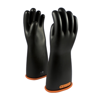 Protective Industrial Products Black And Orange 16" NOVAX Smooth Finish Natural Rubber Class 4 Unlined Electrical Insulating Linesmen's Gloves With Rolled And Contour Cuff