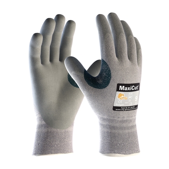 Protective Industrial Products MaxiCut 5 By ATG Medium Weight Cut Resistant Gray Micro-Foam Nitrile Palm And Fingertip Coated Work Gloves With Gray Seamless Dyneema, Lycra And Glass Liner , Continuous Knit Cuff And Reinforced Thumb Crotch, Per Dz