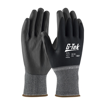 Protective Industrial Products G-Tek Air Force Cut And Abrasion Resistant Black PVC Palm And Finger Coated Work Gloves With Black Seamless Knit Nylon Liner And Continuous Knit Wrist