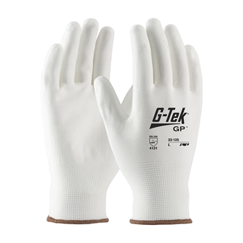 Protective Industrial Products G-Tek NP 13 Gauge Abrasion Resistant White Polyurethane Palm And Fingertip Coated Work Gloves With Continuous Knit Cuff, Per Dz