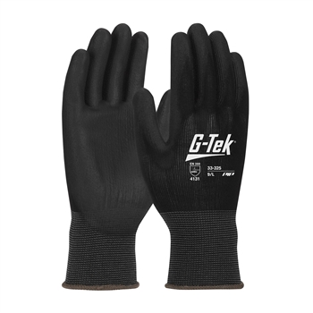 Protective Industrial Product G-Tek NPB2 Medium Weight Abrasion Resistant Black Polyurethane Palm And Fingertip Coated Work Gloves With Continuous Knit Cuff, Per Dz