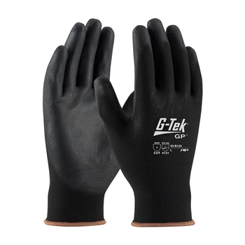 Protective Industrial Products G-Tek ONX Abrasion Resistant Black Polyurethane Palm And Fingertip Coated Work Gloves With Continuous Knit Cuff, Per Dz