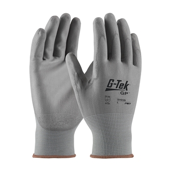 Protective Industrial Products G-Tek NPG Abrasion Resistant Gray Polyurethane Palm And Fingertip Coated Work Gloves With Continuous Knit Cuff, Per Dz