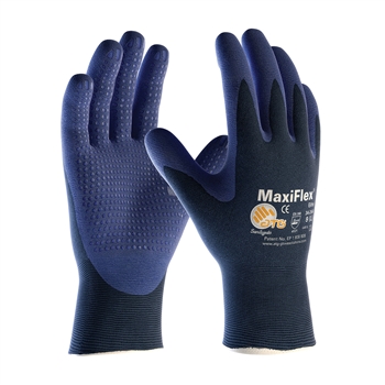 Protective Industrial Products MaxiFlex Elite by ATG Ultra Light Weight Blue Micro-Foam Nitrile Palm And Finger Tip Coated Work Glove With Blue Seamless Nylon Knit Liner And Continuous Knitwrist