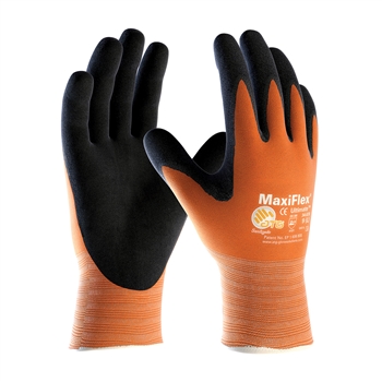 Protective Industrial Products MaxiFlex Ultimate by ATG Abrasion Resistant Black Micro-Foam Nitrile Palm And Fingertip Coated Work Gloves With Orange Seamless Knit Nylon Liner And Knit Wrist, Per Dz