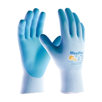 Protective Industrial Products MaxiFlex Active by ATG Ultra Light Weight Abrasion Resistant Blue Foam Nitrile Dipped Palm Coated Work Gloves With White Seamless Knit Nylon And Lycra Liner And Continuous Knit Cuff, Per Dz