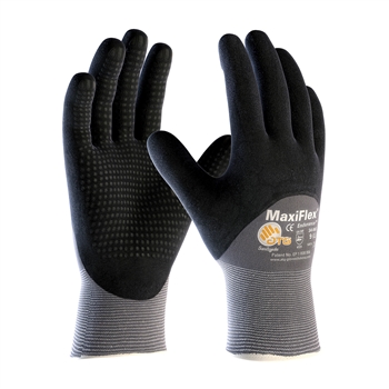 Protective Industrial Products 34-845 MaxiFlex Endurance by ATG 15 Gauge Abrasion Resistant Black Micro-Foam Nitrile Palm And Fingertip Coated Work Gloves With Gray Seamless Knit Nylon Liner And Continuous Knit Wrist, Per Dz