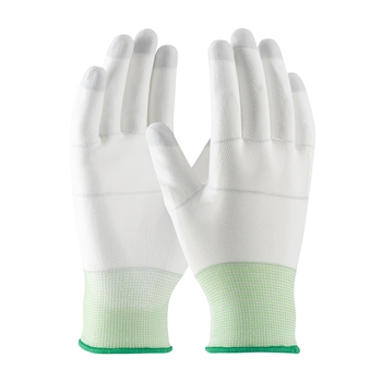 Protective Industrial Products CleanTeam White Polyurethane Palm And Fingertip Coated Work Gloves With White Seamless Knit Nylon Liner And Knit Wrist
