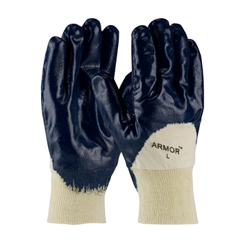 Protective Industrial Products ArmorTuff Cut And Chemical Resistant Blue Nitrile Palm Coated Work Gloves With Cotton And Jersey Liner And Knit Wrist