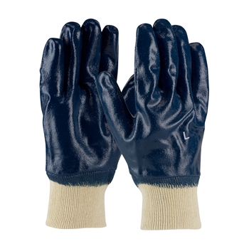 Protective Industrial Products ArmorTuff Standard Weight Cut And Chemical Resistant Blue Nitrile Dipped Palm And Fingertip Coated Work Gloves With Cotton And Jersey Liner And Knit Wrist, Per Dz