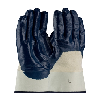 Protective Industrial Products Large ArmorTuff Standard Weight Cut And Chemical Resistant Blue Nitrile Dipped Palm Coated Work Gloves With Cotton And Jersey Liner And Plasticized Safety Cuff, Per Dz