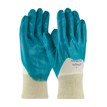 Protective Industrial Products ArmorFlex Ultra Light Weight Cut And Chemical Resistant Green Nitrile Dipped Palm Coated Work Gloves With Cotton Liner And Knit Wrist, Per Dz