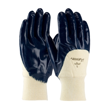 Protective Industrial Products ArmorTuff XT Standard Weight Cut And Chemical Resistant Blue Nitrile Dipped Palm Coated Work Gloves With Cotton And Jersey Liner And Knit Wrist, Per Dz