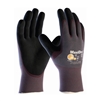 Protective Industrial Products PIP56-424 MaxiDry by ATG Ultra Light Weight Abrasion Resistant Black Nitrile Palm And Fingertip Coated Work Gloves With Purple Seamless Knit Nylon Liner And Continuous Knit Cuff, Per Dz