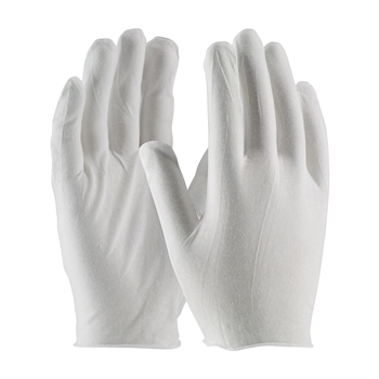 Protective Industrial Products White 8.9" CleanTeam Light Weight Seamless Knit Cotton Critical Environment Reversible Inspection Gloves With Unhemmed Cuff, Per Dz