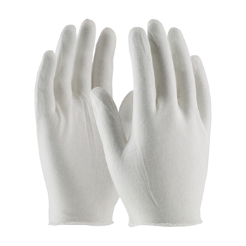 Protective Industrial Products White 12" CleanTeam Light Weight Seamless Knit Cotton Critical Environment Reversible Inspection Gloves With Unhemmed Cuff, Per Dz