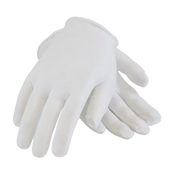 Protective Industrial Products Ladies White 8.7" CleanTeam Light Weight Cotton Lisle Inspection Gloves With Unhemmed Cuff, Per Dz