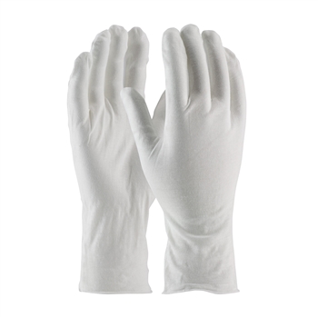 Protective Industrial Products White 12" CleanTeam Medium Weight Two Piece Cotton Critical Environment Reversible Lisle Inspection Gloves With Unhemmed Cuff, Per Dz