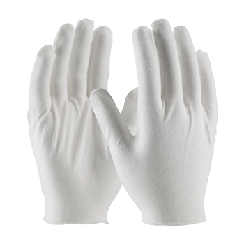 Protective Industrial Products White 8.7" CleanTeam Medium Weight Two Piece Cotton Critical Environment Reversible Lisle Inspection Gloves With Overcast Hem Cuff, Per Dz