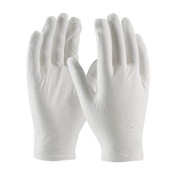 Protective Industrial Products White 10" CleanTeam Medium Weight Two Piece Cotton Critical Environment Reversible Lisle Inspection Gloves With Rolled Hem Cuff, Per Dz