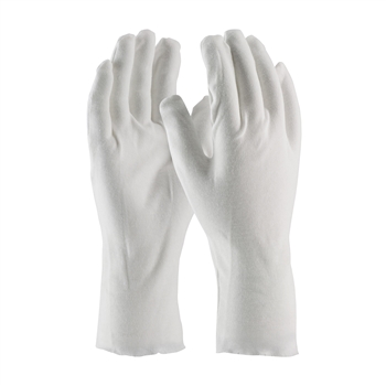 Protective Industrial Products White 12" CleanTeam Heavy Weight Two Piece Cotton Critical Environment Reversible Lisle Inspection Gloves With Unhemmed Cuff, Per Dz