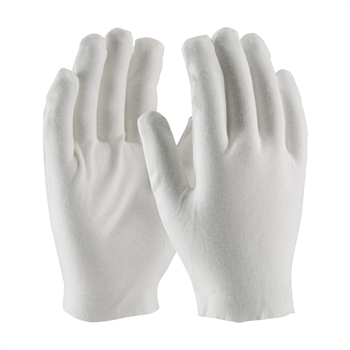 Protective Industrial Products White 8.7" CleanTeam Heavy Weight Two Piece Cotton Critical Environment Reversible Lisle Inspection Gloves With Unhemmed Cuff, Per Dz
