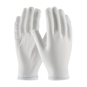 Protective Industrial Products Large White 8.9" CleanTeam Heavy Weight Stretch And Cut and Sewn Nylon Critical Environment Reversible Inspection Gloves With Zig Zag Stitched Rolled Hem Cuff, Per Dz