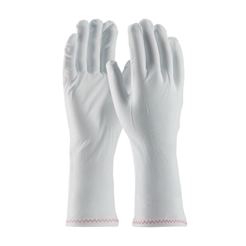 Protective Industrial Products Ladies White 12" CleanTeam Heavy Weight Stretch And Cut and Sewn Nylon Critical Environment Reversible Inspection Gloves With Zig Zag Stitched Rolled Hem Cuff, Per Dz
