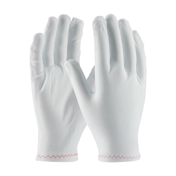 Protective Industrial Products Ladies White 8 1-2" CleanTeam Heavy Weight Stretch And Cut and Sewn Nylon Critical Environment Reversible Inspection Gloves With Zig Zag Stitched Rolled Hem Cuff, Per Dz