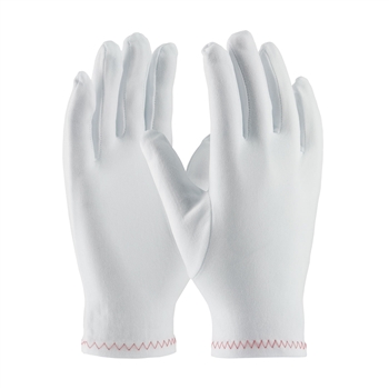 Protective Industrial Products Ladies White 8 1-2" CleanTeam Regular Weight Stretch And Cut and Sewn Nylon Critical Environment Reversible Inspection Gloves With Zig Zag Stitched Rolled Hem Cuff, Per Dz