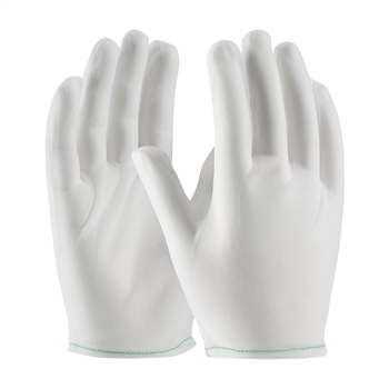 Protective Industrial Products White 9.1" CleanTeam Light Weight Cut and Sewn Nylon Critical Environment Lint Free 40 Denier Tricot Inspection Gloves With Rolled Hem Cuff, Per Dz