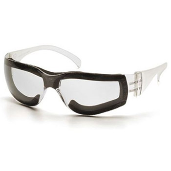 Pyramex S4110STFP Intruder & Frame, Clear w/Full Foam Padding, Lens, Clear-Hardcoated Anti-fog Safety Glasses - Dozen