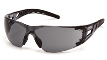 Pyramex Fyxate Dielectric Safety Glasses, Black Rubber Temple Tips and Nosepiece and Frame, Gray H2X Anti-Fog Polycarbonate Single Wraparound Lens