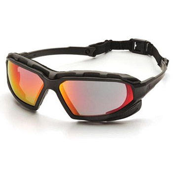 Pyramex SBG5055DT Highlander XP Frame, Black-Gray, Lens, Sky Red Mirror Anti-Fog Safety Glasses - Dozen