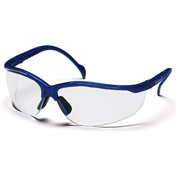 Pyramex SMB1810S Venture 2 & Frame, Metallic Blue, Lens, Clear Safety Glasses - Dozen