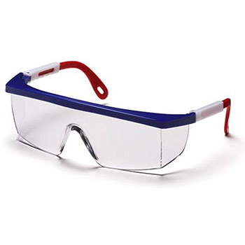 Pyramex SNWR410S Integra & Frame, Red/White/Blue, Lens, Clear Safety Glasses - Dozen