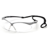 Pyramex Safety Glasses Frame Silver, Clear Lens, Black Cord Eye SS6310SP