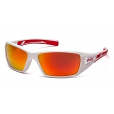 Velar White and Red Polycarbonate Frame, Sky Red Mirror Lens