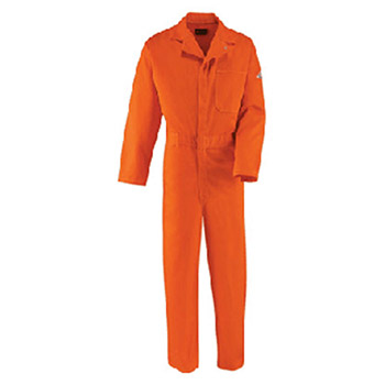 Red Kap CEC2ORRG54 54 Regular Orange 9 Ounce Bulwark EXCEL FR Cotton Flame Resistant Classic Coverall With Front Zipper