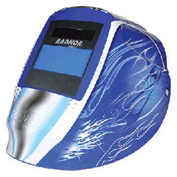 Radnor 64005213 DV Series Blue White And Silver Welding Helmet With 5 1/4" X 4 1/2" DV48 Variable Shade 5-14 Auto-Darkening