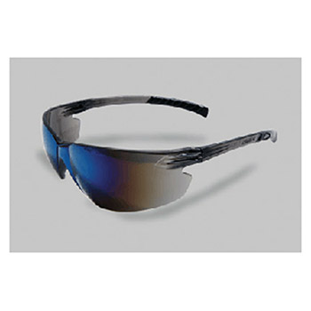 Radnor 64051226 Classic Plus Series Safety Glasses With Gray Frame And Blue Polycarbonate Hard Coat Mirror Lens, Per Dz