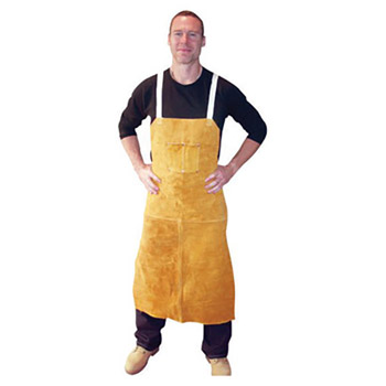 Radnor RAD64055142 24" X 42" Bourbon Brown Side Split Leather Bib Apron With Two Chest Pockets, Cotton Crossed Back Straps And Side Release Buckles, Per Each